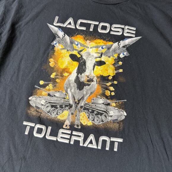 Lactose Intolerant Cow Shirt Funny Sarcasm Meme Graphic T-Shirt XL Gen Z Milk - Picture 3 of 4